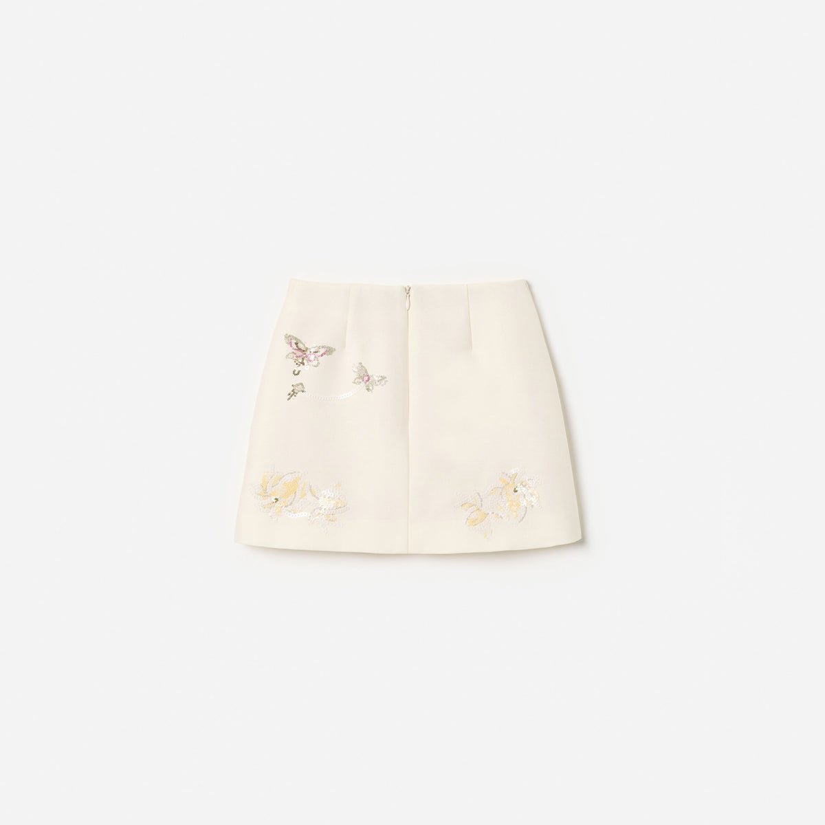 Cream Floral  Jacquard Skirt