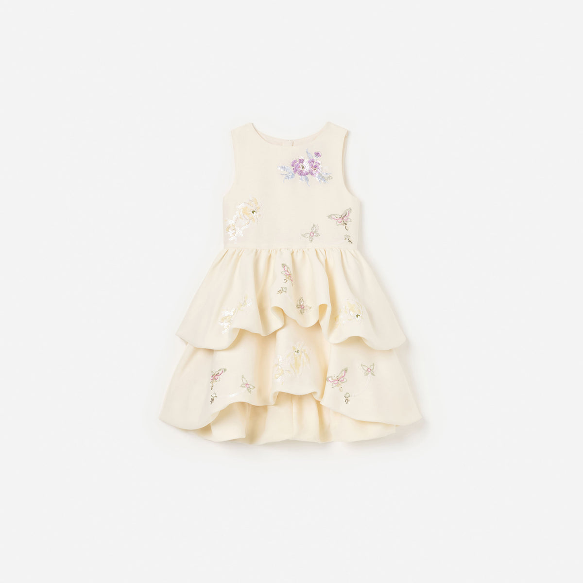 Cream Floral Jacquard Dress