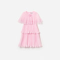 Pink Chiffon Tiered Cape Dress
