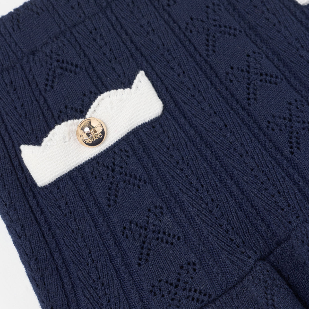 Detail Shot of the Navy Pointelle Knit Skirt