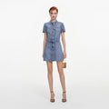 Croc Denim Tie Neck Mini Dress