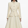 Yellow Boucle And Taffeta Midi Dress