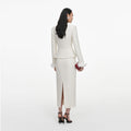 Cream Boucle Flower Midi Dress