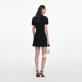 Black Boucle Flower Mini Dress
