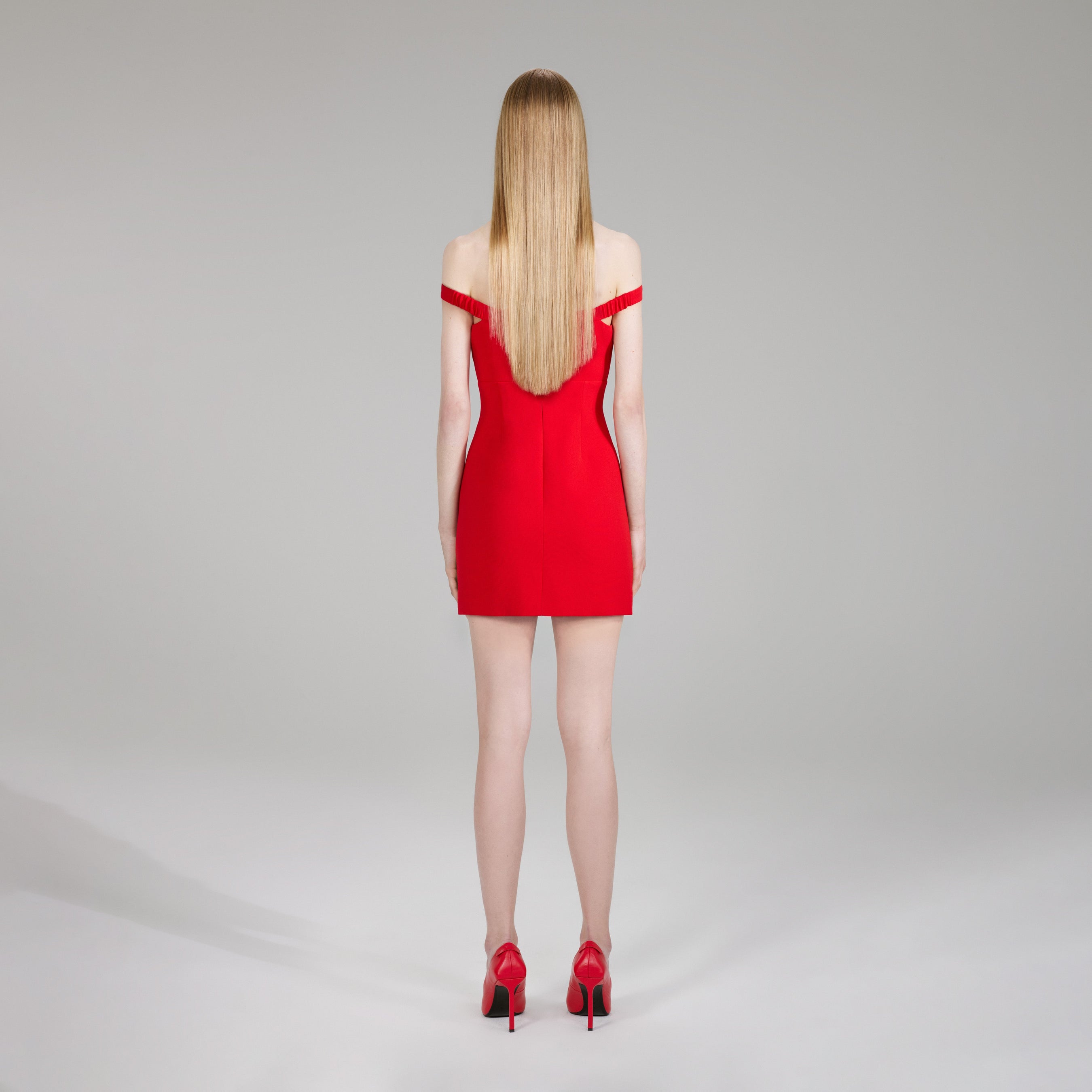 Red Heavy Crepe Bow Mini Dress