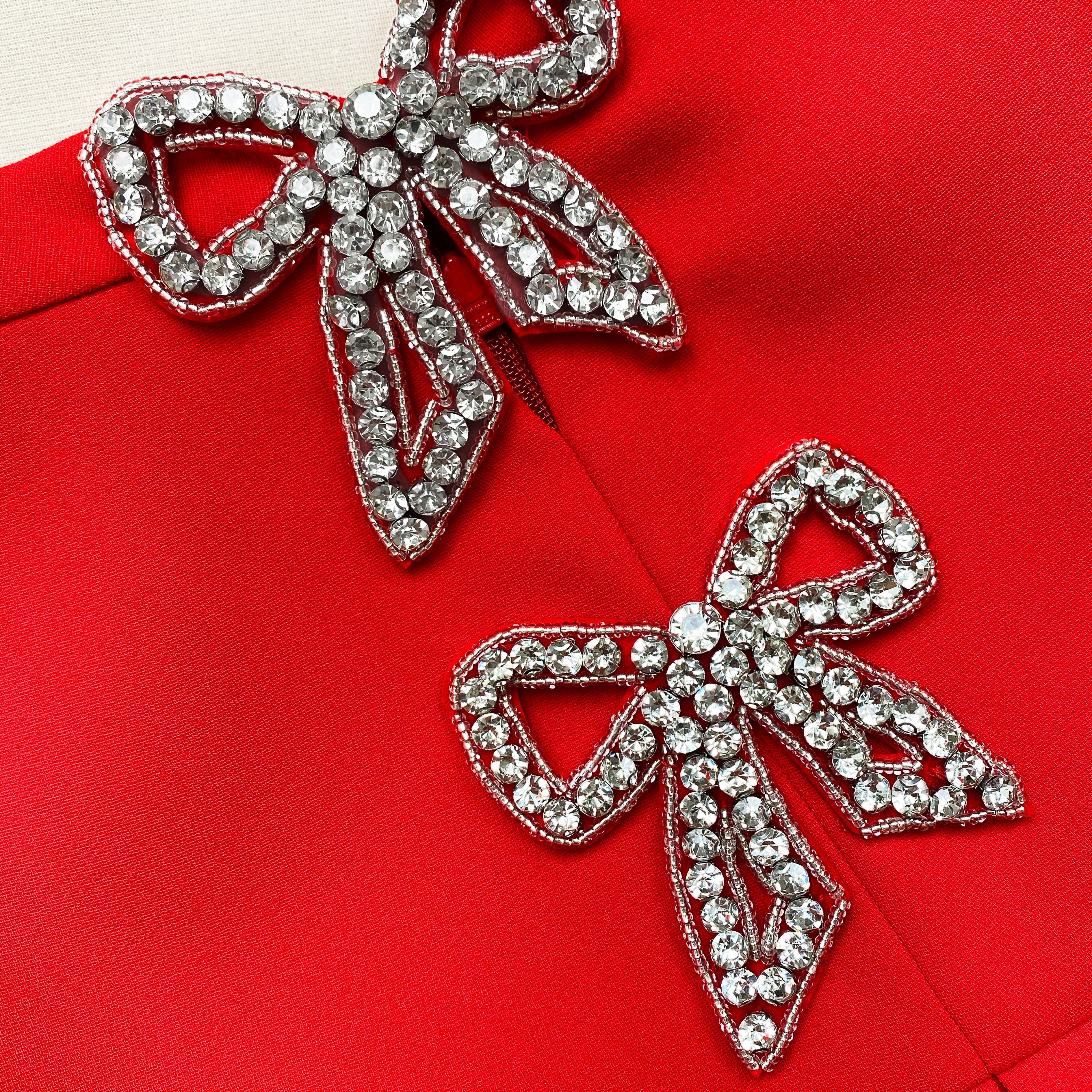 Red Crepe Bow Midi Dress