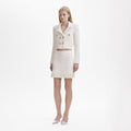 Cream Sequin Textured Knit Skirt
