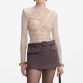 Champagne Rhinestone Gathered Top