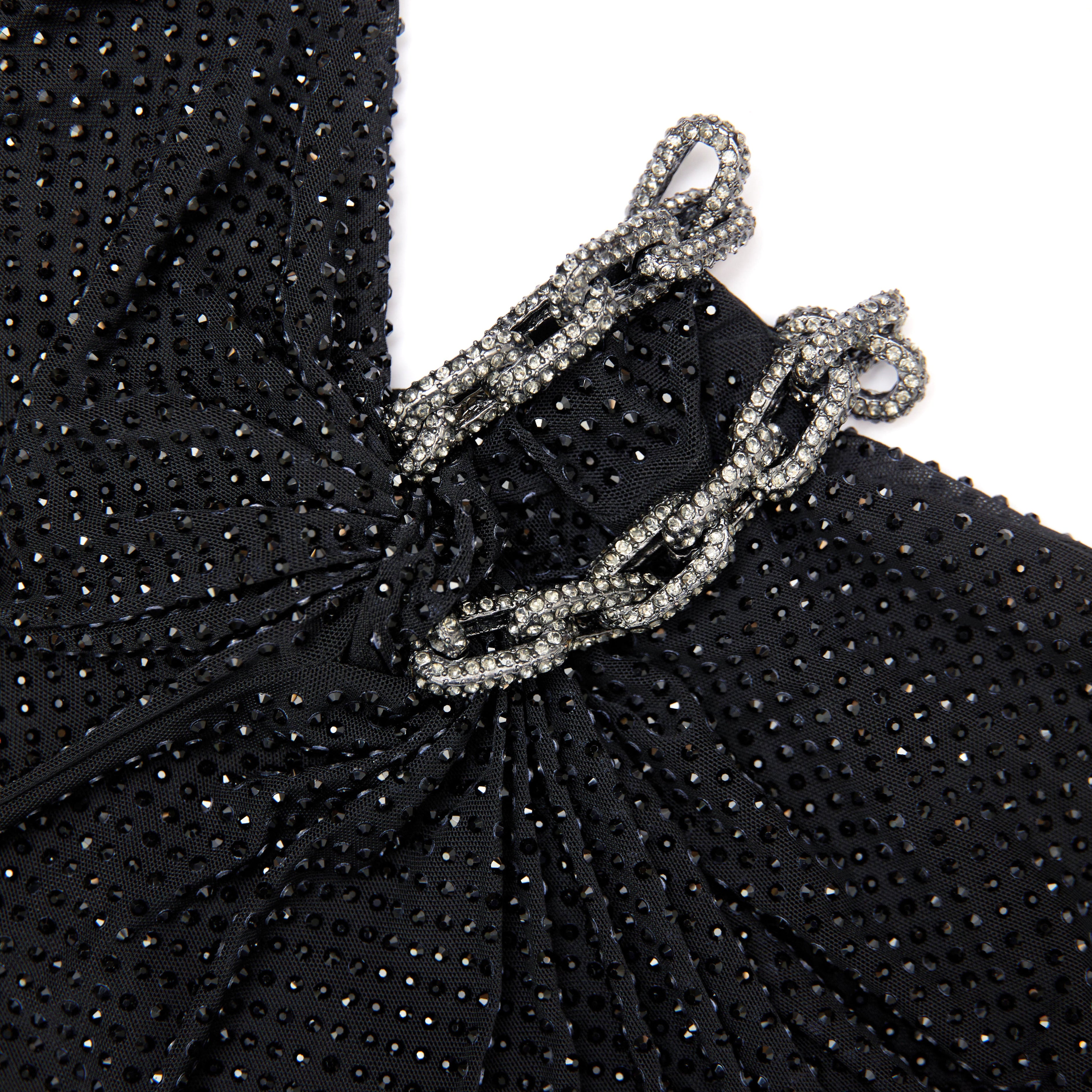 Black Rhinestone Embellished Maxi Dress