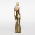 Gold Metallic Strappy Maxi Dress