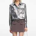 Silver Metallic Crinkle Shirt