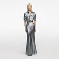 Silver Metallic Crinkle Maxi Dress