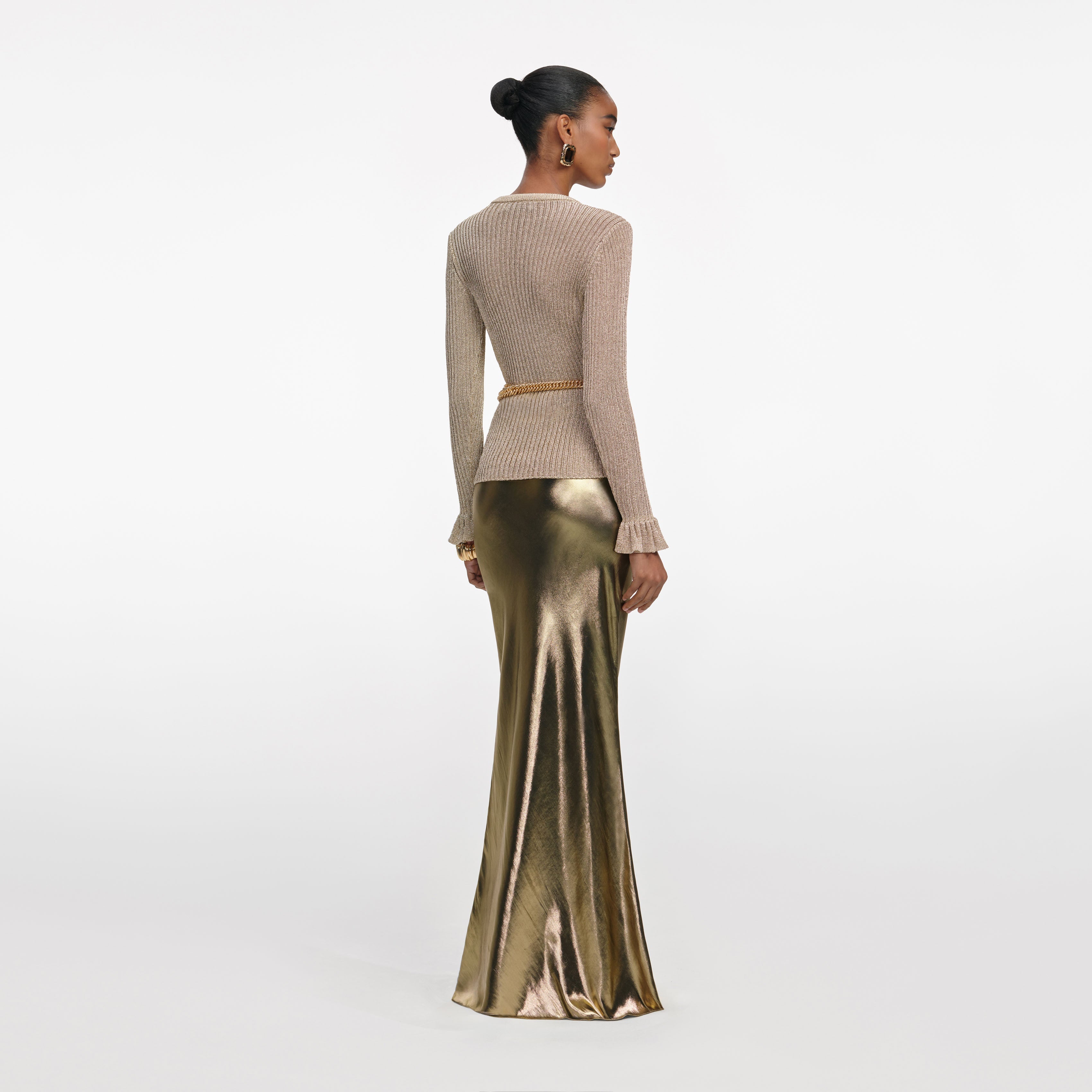 Gold Lurex Ribbed Knit Top