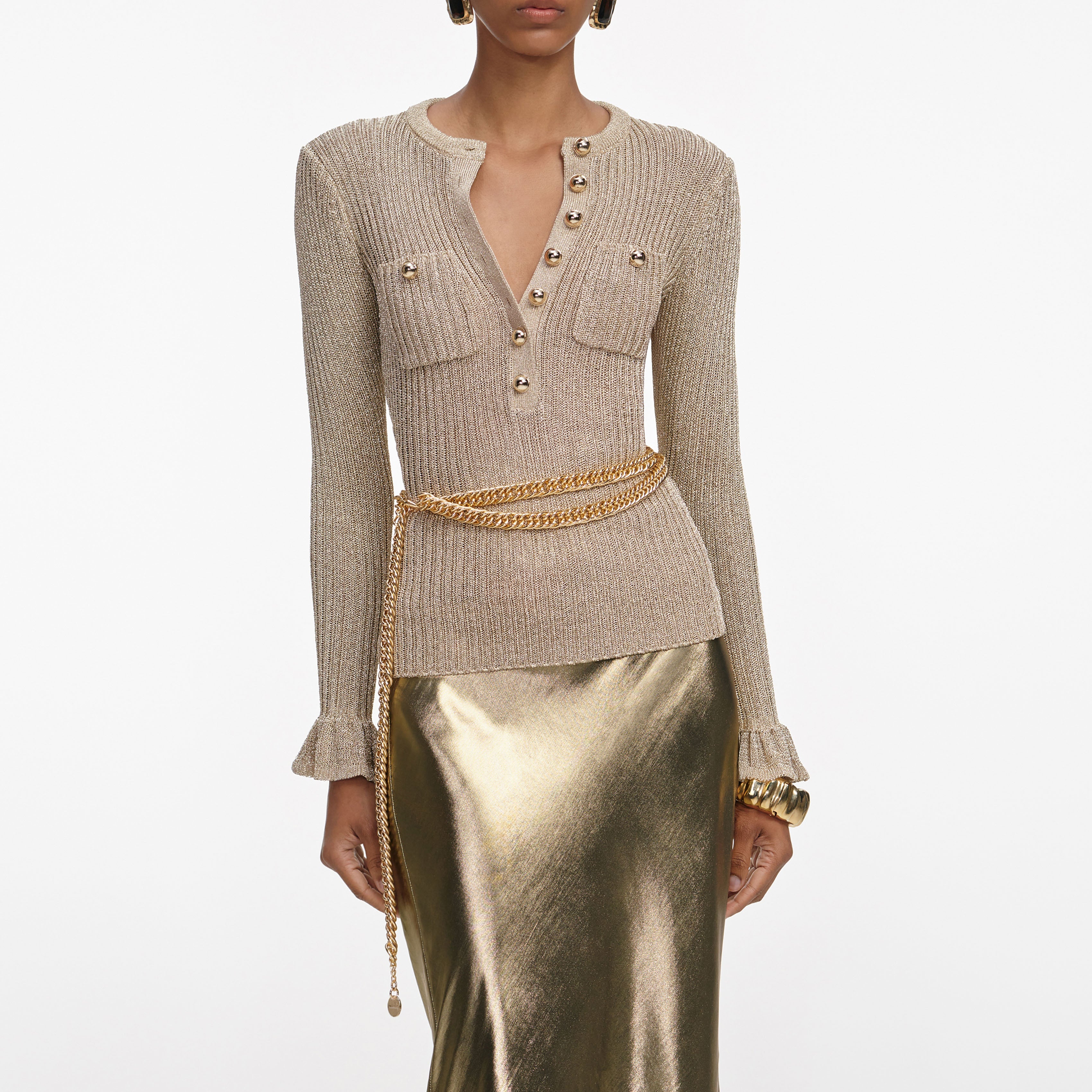 Gold Metallic Maxi Skirt