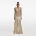 Gold Lurex Ribbed Knit Maxi Dress