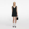 Black Crepe Crystal Trim Mini Dress