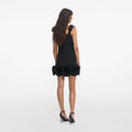 Black Crepe 3D Flower Mini Dress