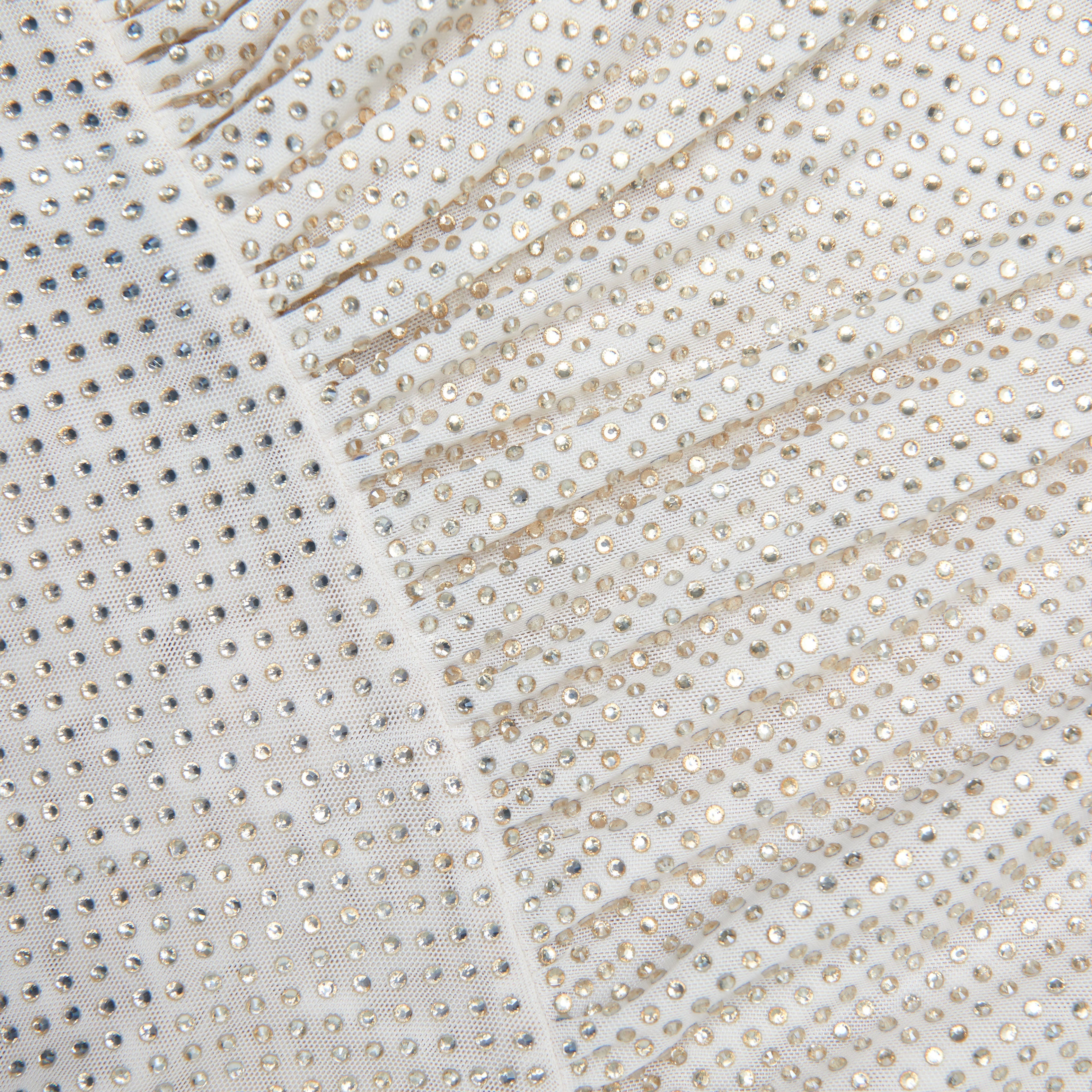 Champagne Rhinestone Cut Out Midi Dress