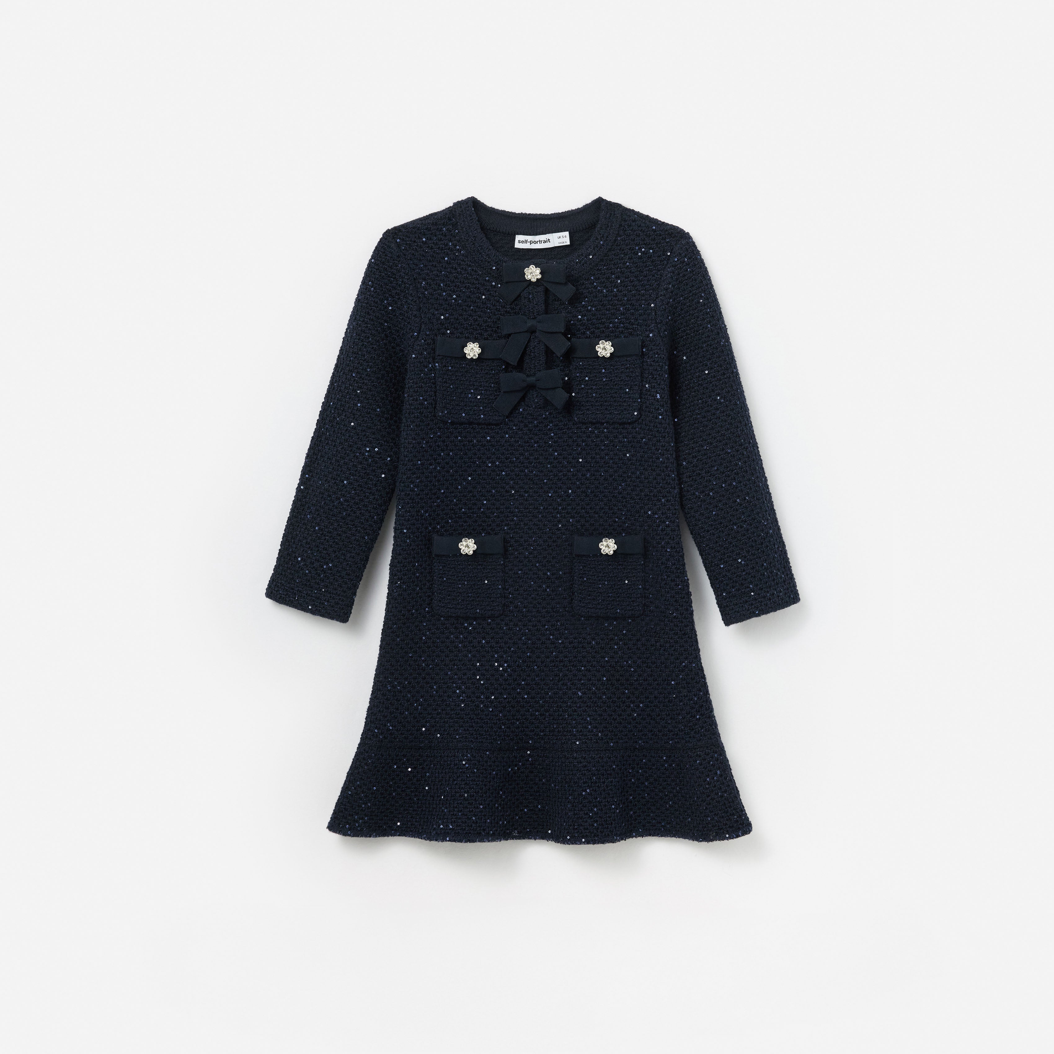 Navy Knit Long Sleeve Dress