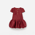 Burgundy Taffeta Short Sleeve Dress