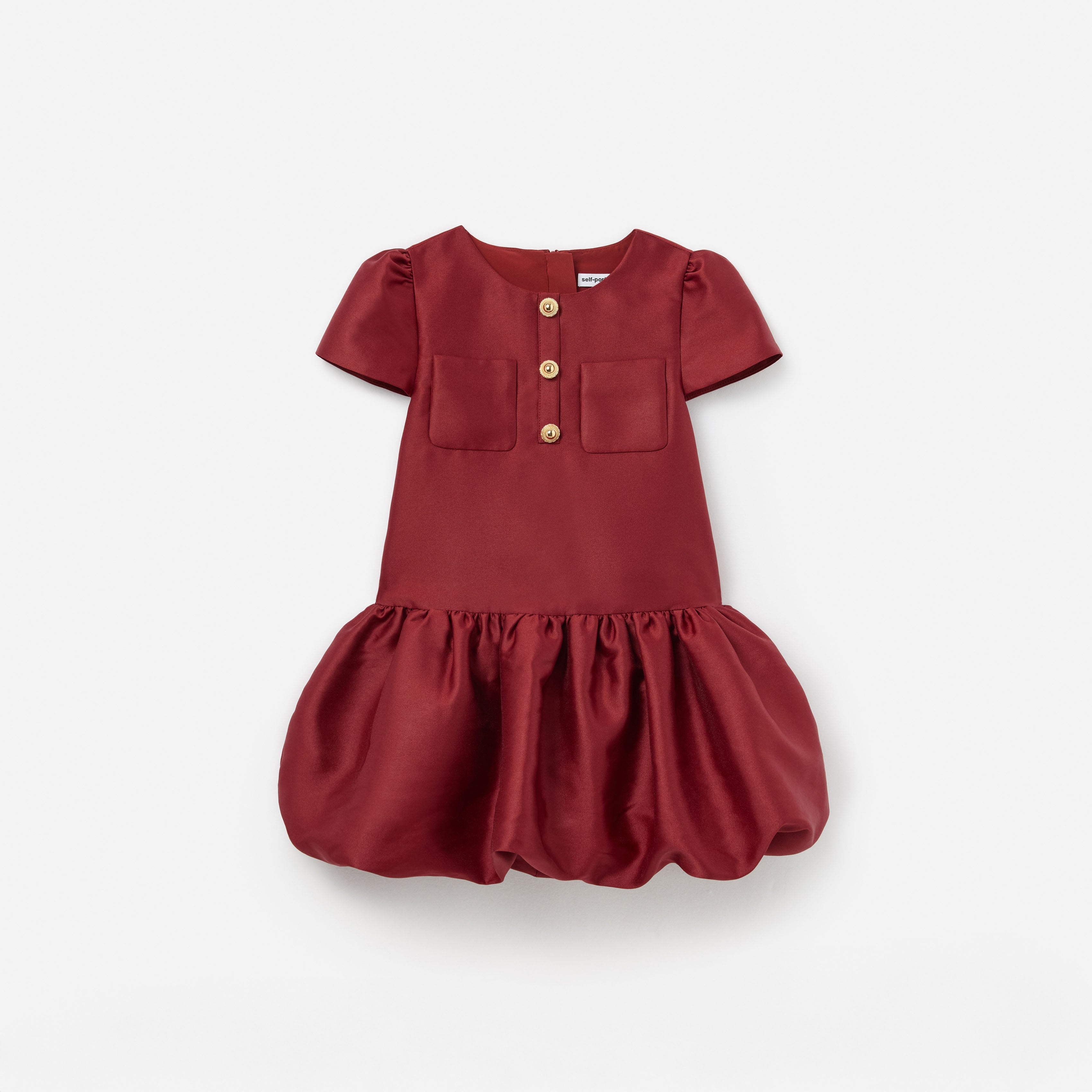 Burgundy Taffeta Short Sleeve Dress