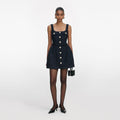 Navy Boucle Sleeveless Mini Dress