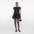 Navy Boucle Mini Dress
