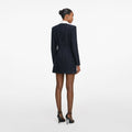 Navy Boucle Long Sleeve Mini Dress