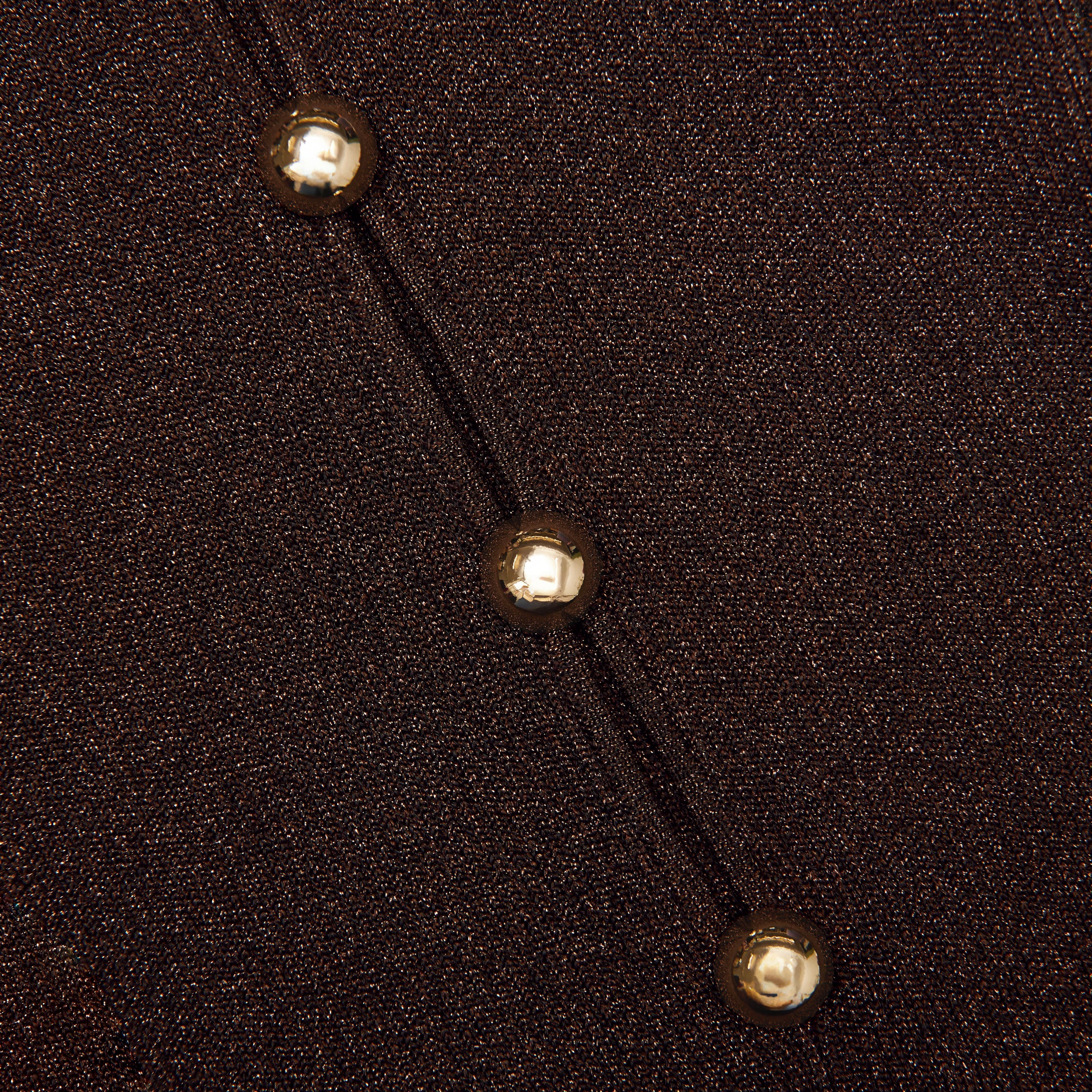 Brown Lurex Knit Maxi Dress