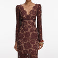Brown Floral Lace Maxi Dress