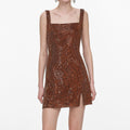 Bronze Crystal Chainmail Mini Dress