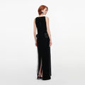Black Velvet Bow Sides Maxi Dress