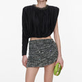 Black Jersey Asymmetric Sleeve Top