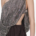Rhinestone One Shoulder Drape Mini Dress