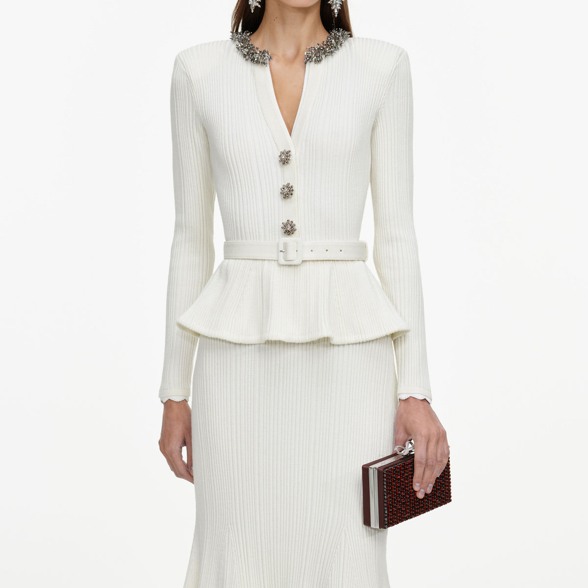self portrait cream lurex knit dress Rib Midi Knit mini dress