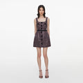 Pink and Black Sequin Boucle Sleeveless Mini Dress