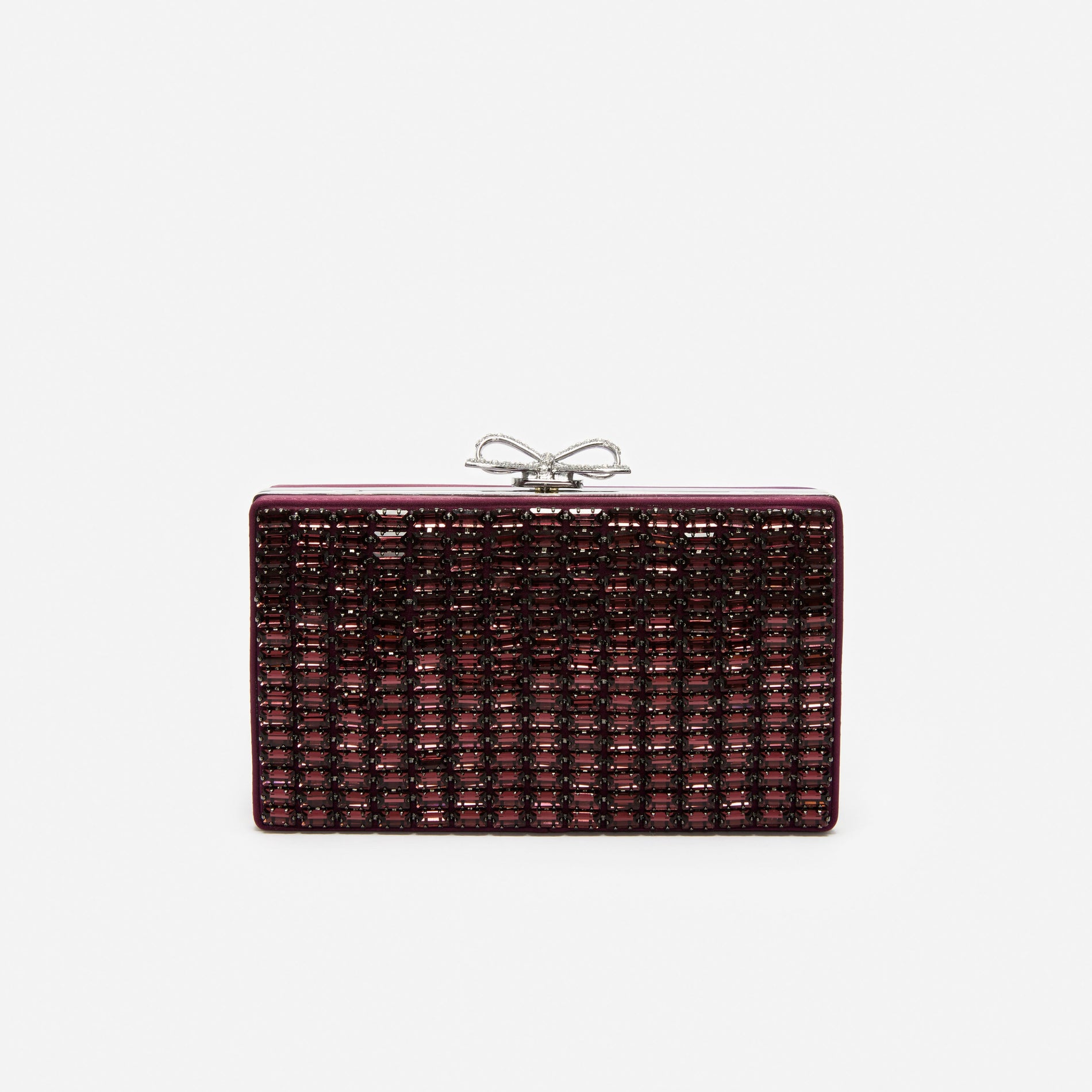 Front view of a Burgundy Chainmail Clutch Bag