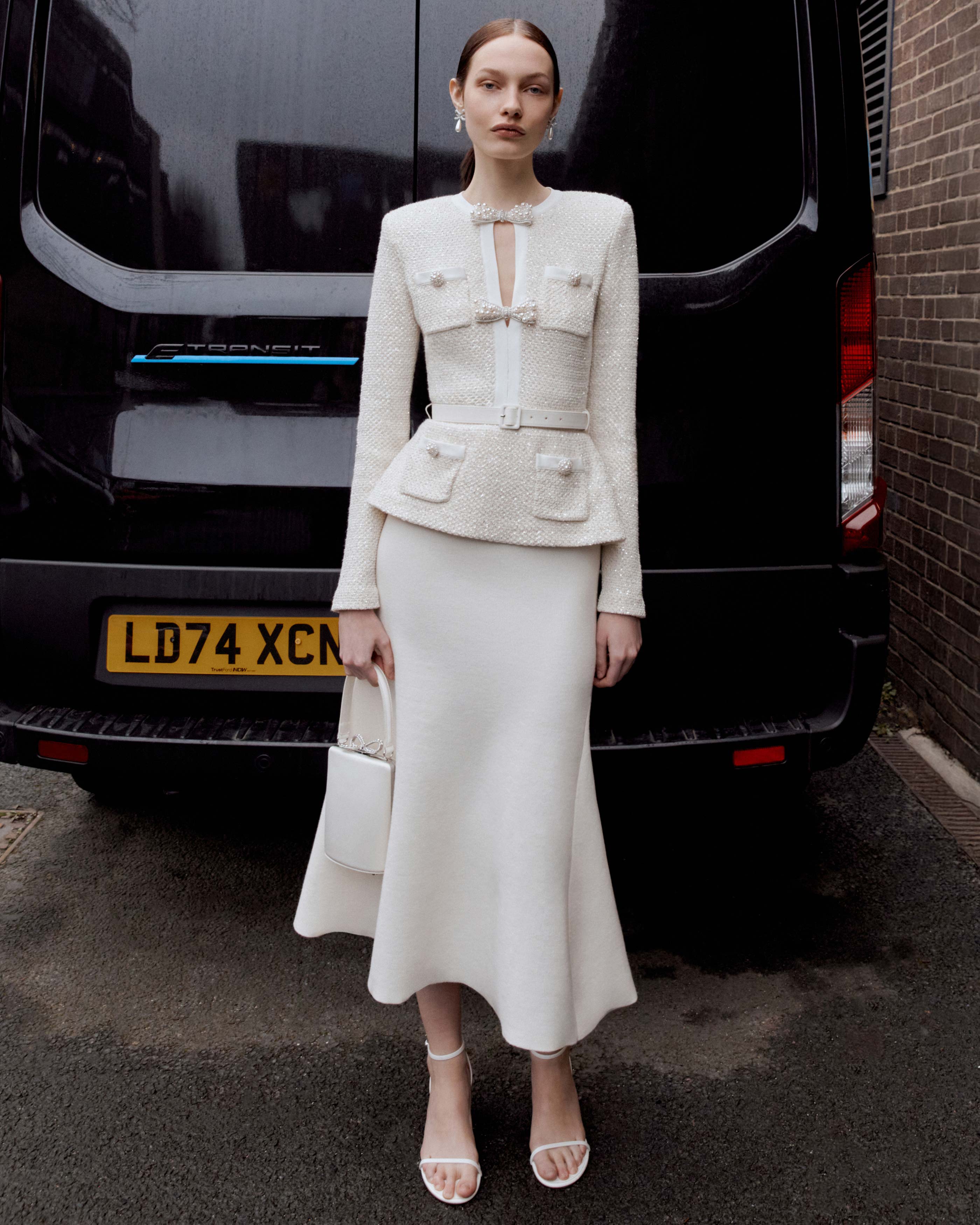 cream sequin boucle tailored midi dress Cream Sequin Knit Tailored Midi Dress – self-portrait-EU