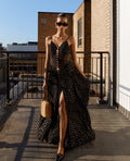 Black And Gold Chiffon Maxi Dress