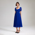 Cobalt Chiffon Midi Dress