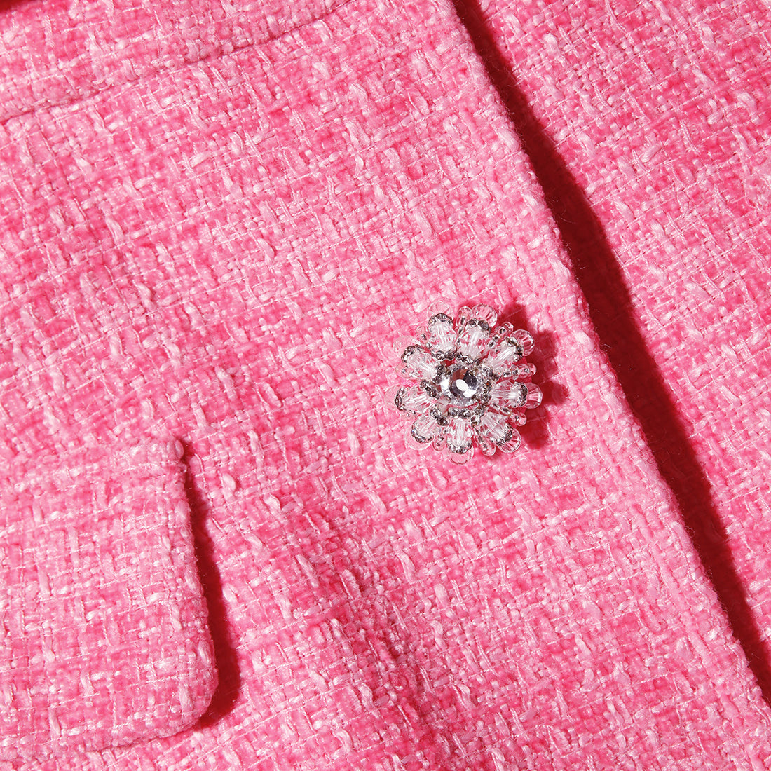 Pink Boucle Chiffon Midi Dress