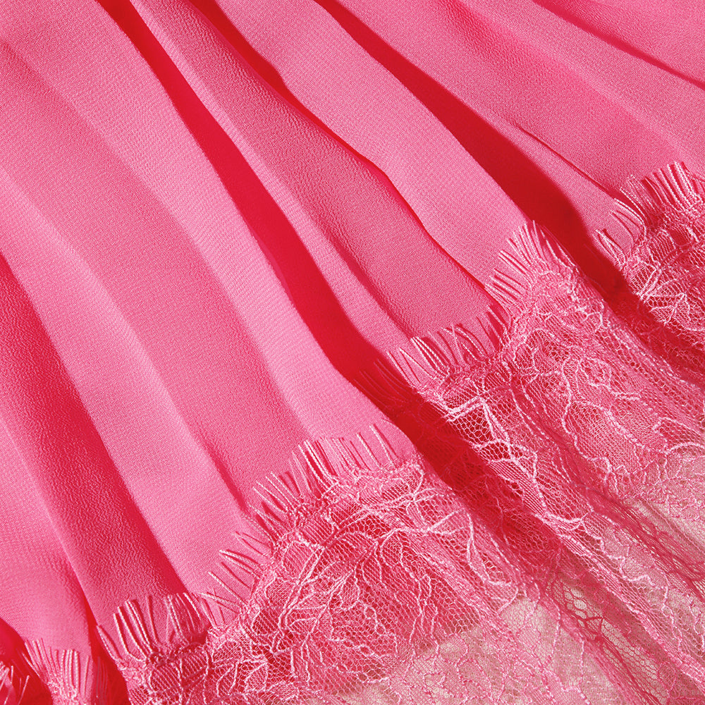 Pink Boucle Chiffon Midi Dress