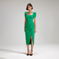 Green Crepe Midi Dress