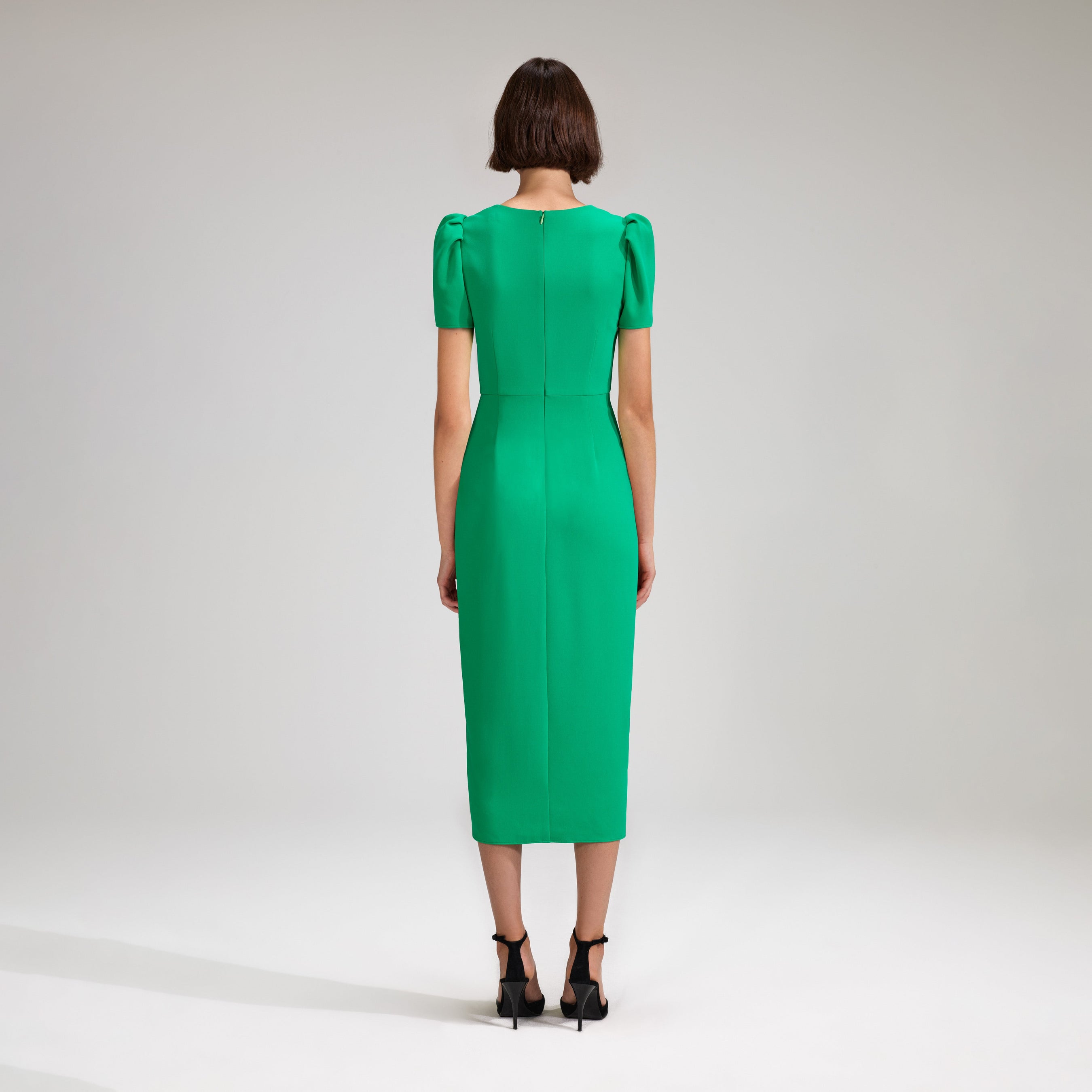 Green Crepe Midi Dress