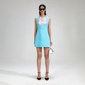 Blue Boucle Mini Dress