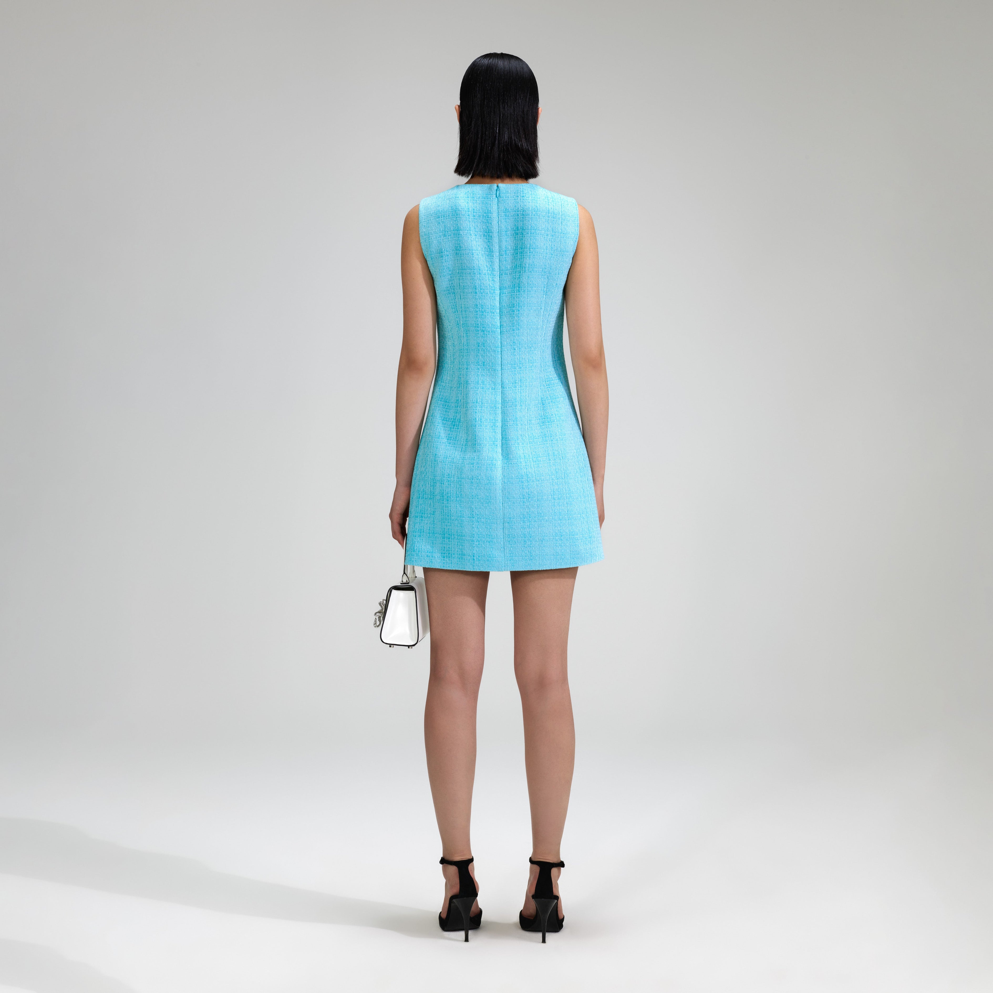 Blue Boucle Mini Dress