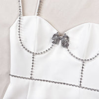 White Crepe Bow Mini Dress