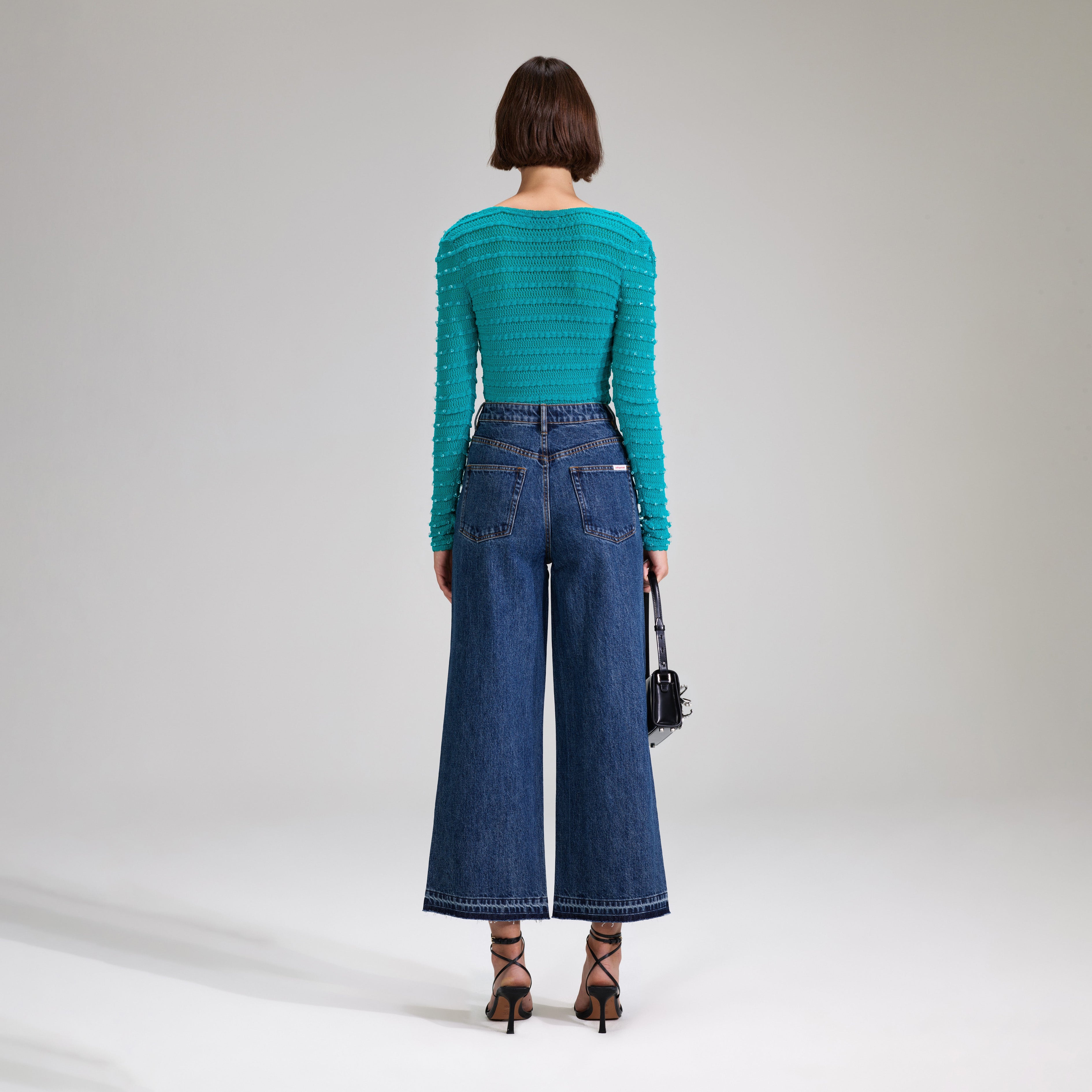 Green Beaded Knit Top