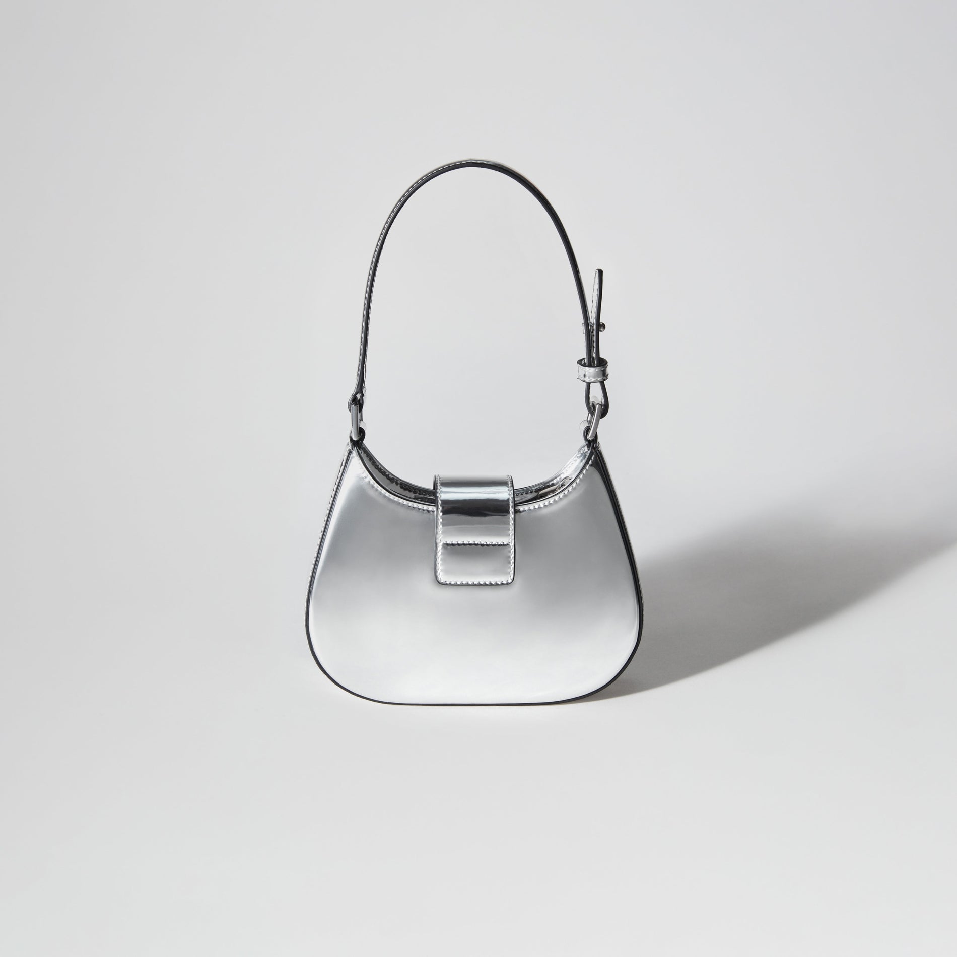 Silver Metallic Crescent Bow Mini Bag