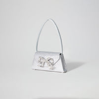 Grey Rhinestone Bow Mini Shoulder Bag